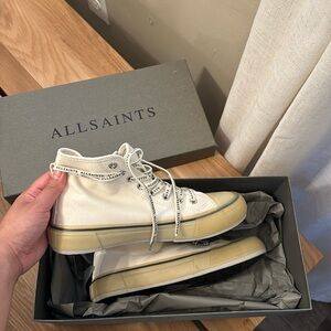 All saints Jaxal high top canvas color white women size 8 excellent condition